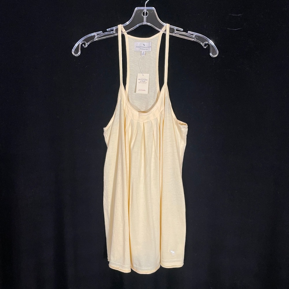 Vintage‎ Y2K Abercrombie & Fitch Butter Yellow Pleated Racerback Tank Top NWT M